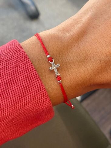 سوار بسلسلة من الكريستال الأحمر من Joy-d، سحر ديني من حجر الراين قابل للتعديل، مجوهرات عصرية للنساء in Kuwait