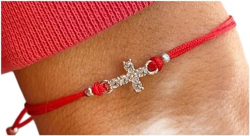 سوار بسلسلة من الكريستال الأحمر من Joy-d، سحر ديني من حجر الراين قابل للتعديل، مجوهرات عصرية للنساء in Kuwait