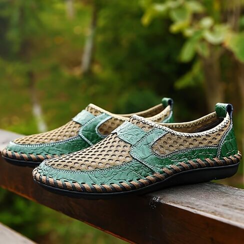 Men's Mesh Sandals Slip-On Shoes with Stitching Details for Outdoor Walking Driving, Spring and Summer Men's Breathable Shoes in Saudi Arabia