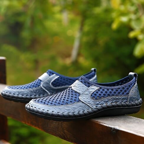 Men's Mesh Sandals Slip-On Shoes with Stitching Details for Outdoor Walking Driving, Spring and Summer Men's Breathable Shoes in Saudi Arabia