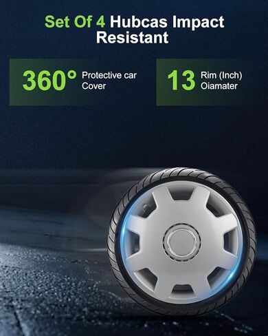 SCITOO 4pcs Set of 13-Inch Silver Hubcaps can be Easily Installed on Car Truck SUV,Suitable for a Variety of Models,Beautiful and Rust-Proof in Saudi Arabia
