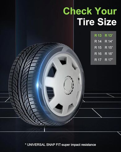 SCITOO 4pcs Set of 13-Inch Silver Hubcaps can be Easily Installed on Car Truck SUV,Suitable for a Variety of Models,Beautiful and Rust-Proof in Saudi Arabia