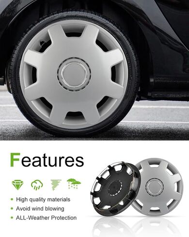 SCITOO 4pcs Set of 13-Inch Silver Hubcaps can be Easily Installed on Car Truck SUV,Suitable for a Variety of Models,Beautiful and Rust-Proof in Saudi Arabia