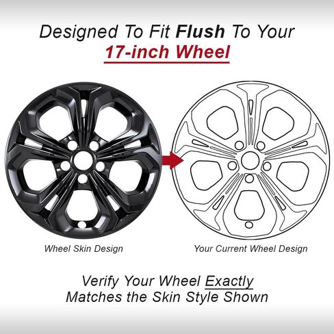Set of 4 Snap-On Gloss Black 17" Wheel Skins for Honda Accord EX-L/LX 2023-2025 in Saudi Arabia