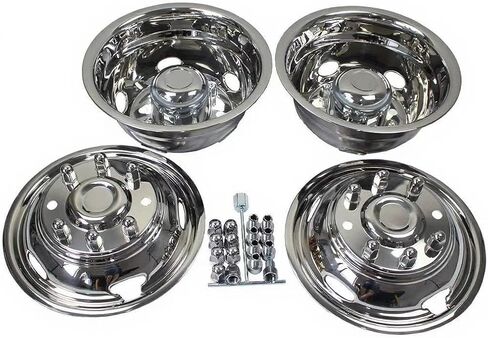 JESONN 17 بوصة 8 العروات 5 فتحات يدوية لمحاكاة عجلة الفولاذ المقاوم للصدأ لشاحنة 2011-2021 Chevy GMC 3500 ذات العجلات المزدوجة in Kuwait