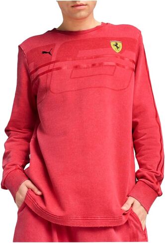 قميص PUMA رجالي Scuderia Ferrari Race Desert Sun Las Vegas برقبة دائرية وأكمام طويلة كاجوال - أحمر in Kuwait