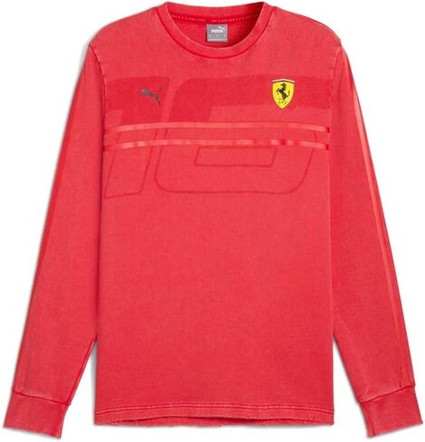 قميص PUMA رجالي Scuderia Ferrari Race Desert Sun Las Vegas برقبة دائرية وأكمام طويلة كاجوال - أحمر in Saudi Arabia