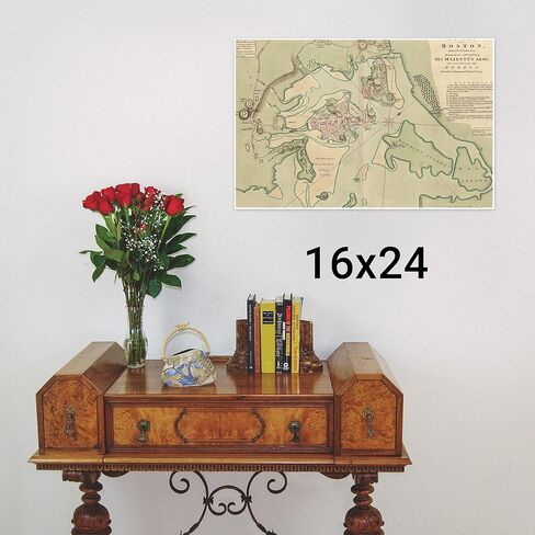 خريطة الحرب الثورية، بوسطن - خطوط الجيوش البريطانية والأمريكية - 1775-2 من 2 - طباعة فقط - 16 × 24 بوصة in Saudi Arabia