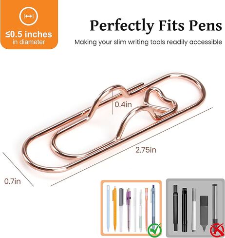 حاملات أقلام مشبك ورق ومشابك أقلام معدنية، مجموعة مشابك أقلام متعددة الاستخدام مكونة من 15 قطعة للكتب والمخططين والمجلدات، لوازم مكتبية متينة ومحمولة للطلاب والفنانين والمهنيين المشغولين in Kuwait