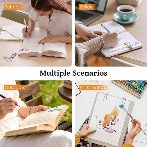 حاملات أقلام مشبك ورق ومشابك أقلام معدنية، مجموعة مشابك أقلام متعددة الاستخدام مكونة من 15 قطعة للكتب والمخططين والمجلدات، لوازم مكتبية متينة ومحمولة للطلاب والفنانين والمهنيين المشغولين in Kuwait