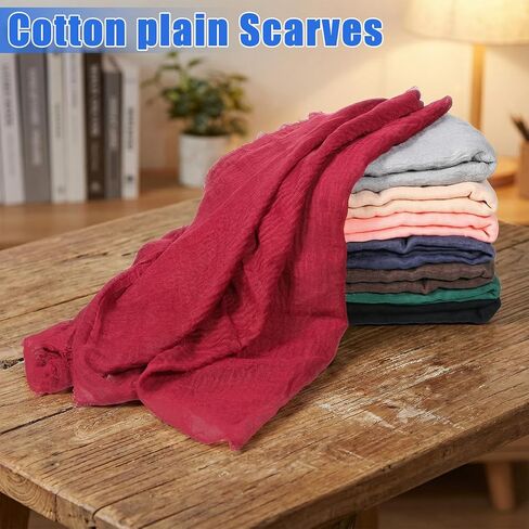 8 قطع وشاح نسائي شال حجاب وشاح قطن مزيج شال مسلم مجعد ملفوف الرأس لجميع المواسم، ألوان مختلطة in Kuwait