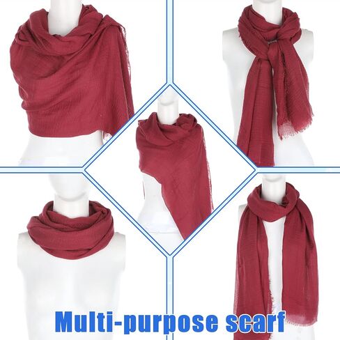 8 قطع وشاح نسائي شال حجاب وشاح قطن مزيج شال مسلم مجعد ملفوف الرأس لجميع المواسم، ألوان مختلطة in Kuwait