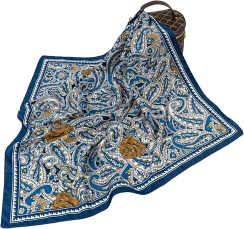وشاح نسائي قابل للتنفس، نسيج غير لامع، نسيج قطني طويل وتقنية النسيج الحيوي، طباعة على الوجهين، لحن بوهيمي، إكسسوار مناسب لجميع المواسم مقاس 70 × 70 سم للمكتب/التاريخ/المنزل in Kuwait