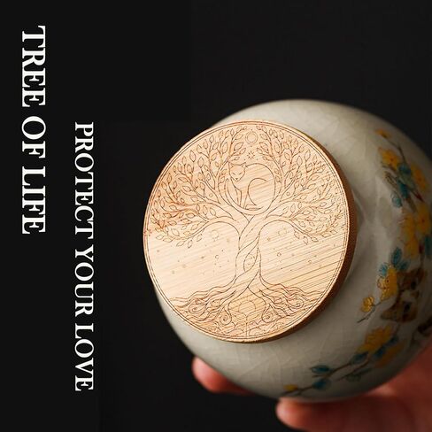 Ceramic Cat Ashes Urn, Mini Pet Cremation Keepsake, Sharing Memorial Container for Pet Fur, Gifts for Cat Lovers (Civet Cat) in Saudi Arabia