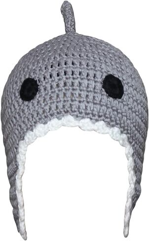 إمرأة رجل اليدوية القرش على شكل التزلج على الجليد الكروشيه متماسكة قبعة قبعة للجنسين هالوين زي تأثيري بسط مترهل بيني القبعات قبعات in Kuwait