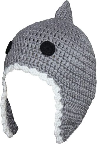 إمرأة رجل اليدوية القرش على شكل التزلج على الجليد الكروشيه متماسكة قبعة قبعة للجنسين هالوين زي تأثيري بسط مترهل بيني القبعات قبعات in Kuwait