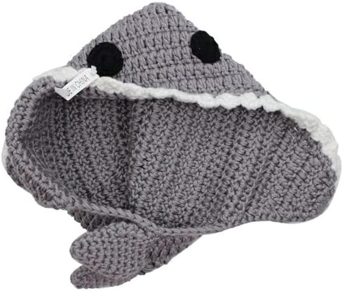 إمرأة رجل اليدوية القرش على شكل التزلج على الجليد الكروشيه متماسكة قبعة قبعة للجنسين هالوين زي تأثيري بسط مترهل بيني القبعات قبعات in Kuwait