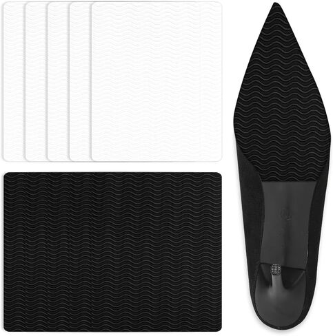 8 Pack Shoe Sole Protector - Self-Adhesive Anti-Slip Grips for High Heels & Boots | Shoes Non-Slip Bottom Covers for Women (6 x 4inches, Clear and Black) in Saudi Arabia