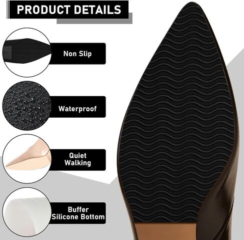 8 Pack Shoe Sole Protector - Self-Adhesive Anti-Slip Grips for High Heels & Boots | Shoes Non-Slip Bottom Covers for Women (6 x 4inches, Clear and Black) in Saudi Arabia