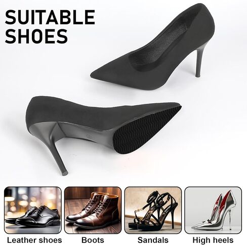 8 Pack Shoe Sole Protector - Self-Adhesive Anti-Slip Grips for High Heels & Boots | Shoes Non-Slip Bottom Covers for Women (6 x 4inches, Clear and Black) in Saudi Arabia