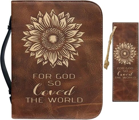 Vintage Style Brown Floral and Cross Bible Case with Bookmark Waterproof Bible Cover Case for Women Lightweight Bible Bag with Handle Pockets Church Book Bag in Saudi Arabia