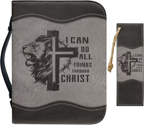 Vintage Style Brown Floral and Cross Bible Case with Bookmark Waterproof Bible Cover Case for Women Lightweight Bible Bag with Handle Pockets Church Book Bag in Saudi Arabia