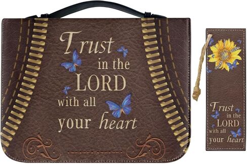 Vintage Style Brown Floral and Cross Bible Case with Bookmark Waterproof Bible Cover Case for Women Lightweight Bible Bag with Handle Pockets Church Book Bag in Saudi Arabia