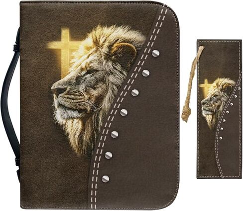 Vintage Style Brown Floral and Cross Bible Case with Bookmark Waterproof Bible Cover Case for Women Lightweight Bible Bag with Handle Pockets Church Book Bag in Saudi Arabia