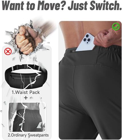 CANGHPGIN Mens Athletic Joggers with Zipper Pockets Lightweight Gym Sweatpants Men Stretch Workout Track Pants Jogging in Saudi Arabia