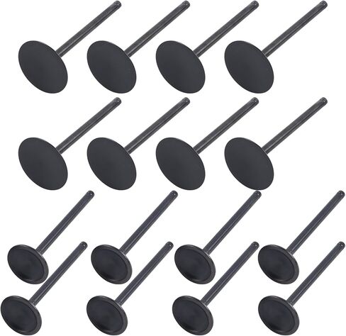 مجموعة صمامات السحب وصمامات العادم 16 قطعة متوافقة مع شيفروليه سيلفرادو جي إم سي كانيون هامر H3 ايسوزو GM V8 4.8L 5.3L 6.0L 2004-2014 استبدال 12550457 12550458 12563063 12563064 12555906 in Kuwait