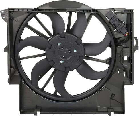 مجموعة مروحة التبريد متوافقة مع 2007-2008 لسيارات BMW لـ 335xi 3.0L 2009-2011 لسيارات BMW لـ 335i xDrive 3.0L، مروحة مشعاع سوداء مناسبة مباشرة للاستبدال لمروحة تبريد المحرك in Saudi Arabia