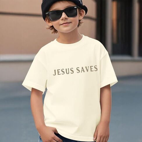 BeWithYou Christian Shirts for Kids Boys Jesus Saves Shirt Religious Faith Tshirt Inspirational Bible Verse Graphic Tee Tops in Saudi Arabia