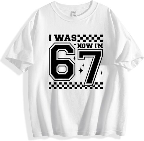 Kids I was 6 Now I'm 7 67 Six Seven 6 7 Cotton T-Shirt Tee Shirt for Boys Youth in Saudi Arabia