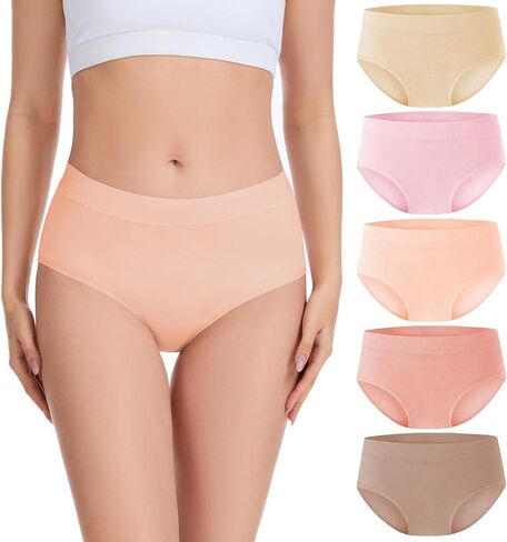 Migbean Womens Underwear Viscose Made from Bamboo Briefs for Women Mid Waisted Ladies Panties Lightweight Breathable 5 Pack in Saudi Arabia
