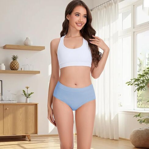 Migbean Womens Underwear Viscose Made from Bamboo Briefs for Women Mid Waisted Ladies Panties Lightweight Breathable 5 Pack in Saudi Arabia