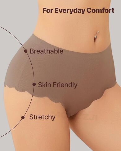Seamless High Waisted Underwear for Women, No Show Cheeky Ribbed Bikini Panties, Breathable & Comfortable in Saudi Arabia