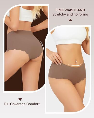 Seamless High Waisted Underwear for Women, No Show Cheeky Ribbed Bikini Panties, Breathable & Comfortable in Saudi Arabia