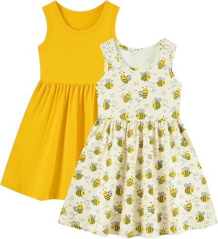 Funnycokid Toddler Girls Dress Sleeveless 2 Pack Kids 2-6 Years in Saudi Arabia