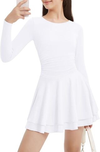 EXARUS Girls Dress Padded Long Sleeve/Sleeveless Teen Summer Easter Flowy Layered Ruffle Ruched Mini Casual Dresses in Saudi Arabia