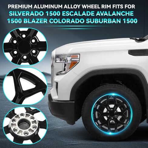 New Single 22 Inch 22x9Inch Light Black Premium Aluminum Alloy Wheel Rim Fits for Silverado 1500 Escalade Avalanche 1500 Blazer Colorado Suburban 1500, Direct Fit Replacement, 9510960 in Kuwait