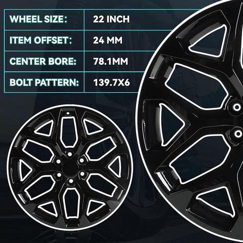New Single 22 Inch 22x9Inch Light Black Premium Aluminum Alloy Wheel Rim Fits for Silverado 1500 Escalade Avalanche 1500 Blazer Colorado Suburban 1500, Direct Fit Replacement, 9510960 in Kuwait
