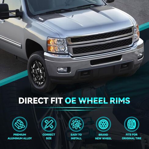 New Single 22 Inch 22x9Inch Light Black Premium Aluminum Alloy Wheel Rim Fits for Silverado 1500 Escalade Avalanche 1500 Blazer Colorado Suburban 1500, Direct Fit Replacement, 9510960 in Kuwait