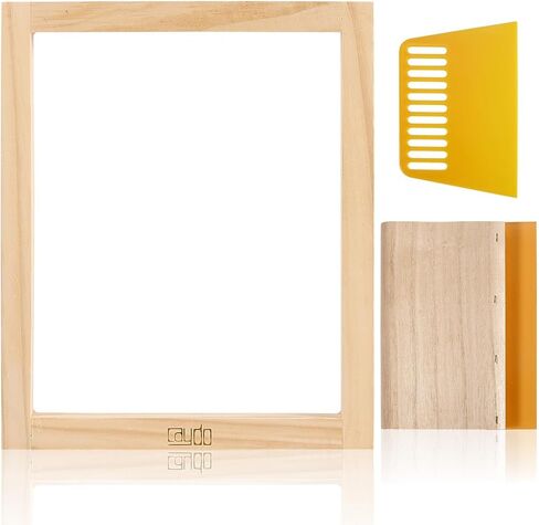 Caydo Screen Printing Frame with Screen Printing Squeegee for T-Shirts, Backpacks, Handbags DIY Printing, 8 x 10 Inch Wood Silk Screen with 110 White Mesh in Saudi Arabia