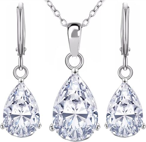 Crystalline Azuria Jewelry Sets for Women Wedding Jewelry Sets Bridal Jewelry Set with Necklace and Earring for Bride Cubic Zirconia Bridesmaid Jewelry in Kuwait
