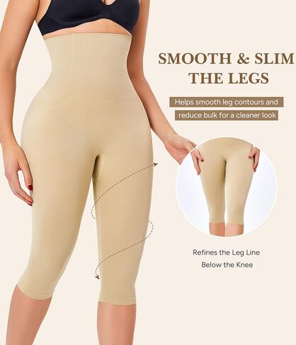 Irisnaya High-Waisted Tummy Control Shapewear Capri for Women, Compression Leggings with Butt Lifter Faja Body Shaper in Saudi Arabia
