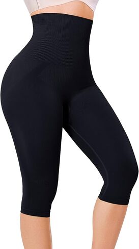 Irisnaya High-Waisted Tummy Control Shapewear Capri for Women, Compression Leggings with Butt Lifter Faja Body Shaper in Saudi Arabia