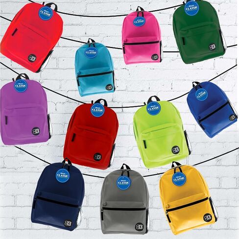 BAZIC PRODUCTS School Backpack 17" Blue, Lightweight School Bag Padded Back & Adjustable Strap for Students, Travel Bag Fit A4 Notebook, 12-Pack in Saudi Arabia