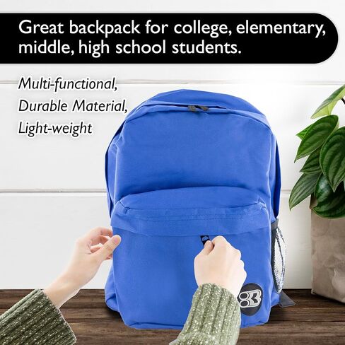 BAZIC PRODUCTS School Backpack 17" Blue, Lightweight School Bag Padded Back & Adjustable Strap for Students, Travel Bag Fit A4 Notebook, 12-Pack in Saudi Arabia