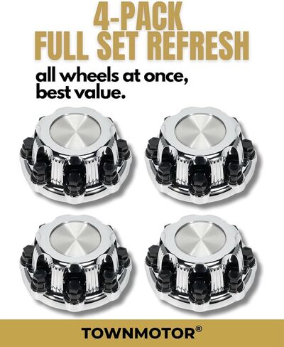 (مجموعة من 4) أغطية مركزية للعجلات ذات 8 عروة من الكروم متوافقة مع Chevy Silverado 1500HD 2500 3500، Avalanche، Suburban، GMC Sierra Yukon 1998-2013، تناسب حافة مقاس 16 بوصة | OE# 15039489 15039488 9597169 9597170 in Kuwait