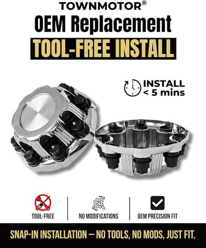 (مجموعة من 4) أغطية مركزية للعجلات ذات 8 عروة من الكروم متوافقة مع Chevy Silverado 1500HD 2500 3500، Avalanche، Suburban، GMC Sierra Yukon 1998-2013، تناسب حافة مقاس 16 بوصة | OE# 15039489 15039488 9597169 9597170 in Kuwait